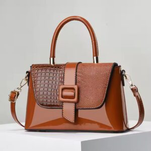 burnt orange classic pu leather handbag