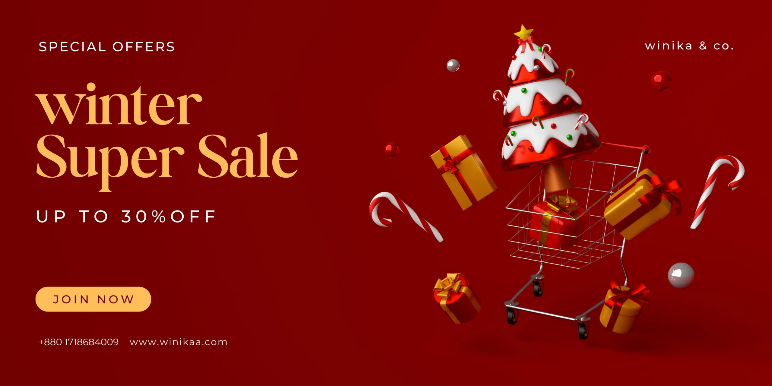 Red and Gold Simple Christmas Super Sale Banner Landscape